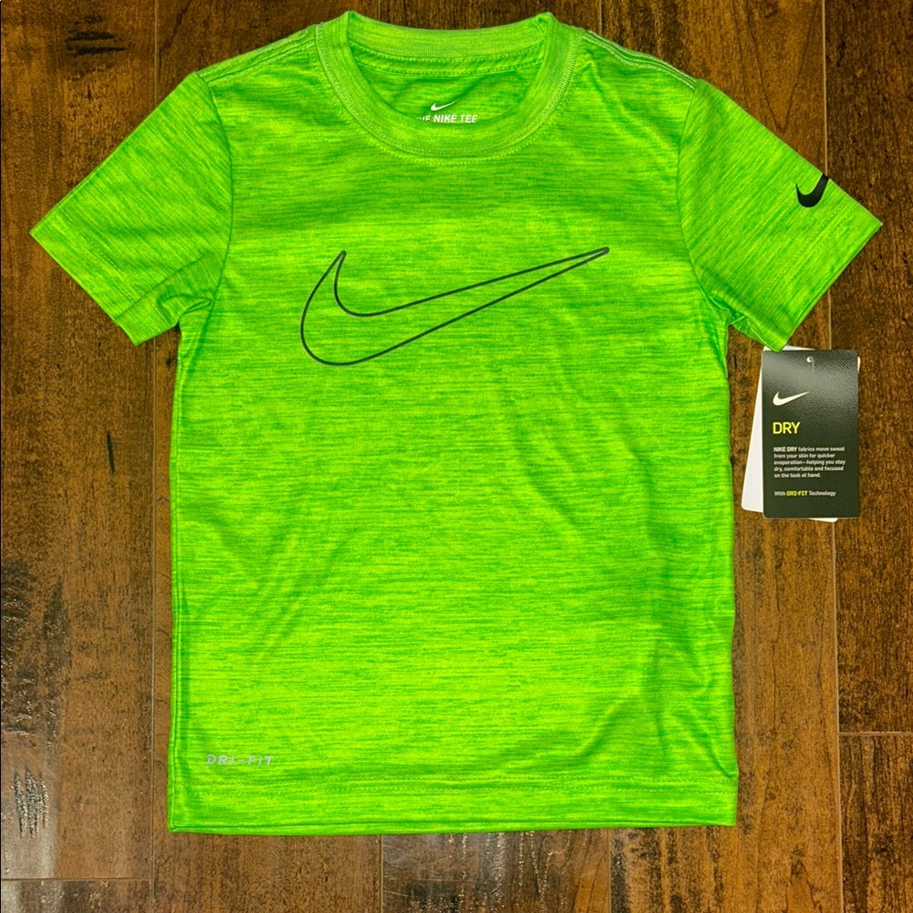 Kids XS Nike Lime Green Dri-FIT Tee
